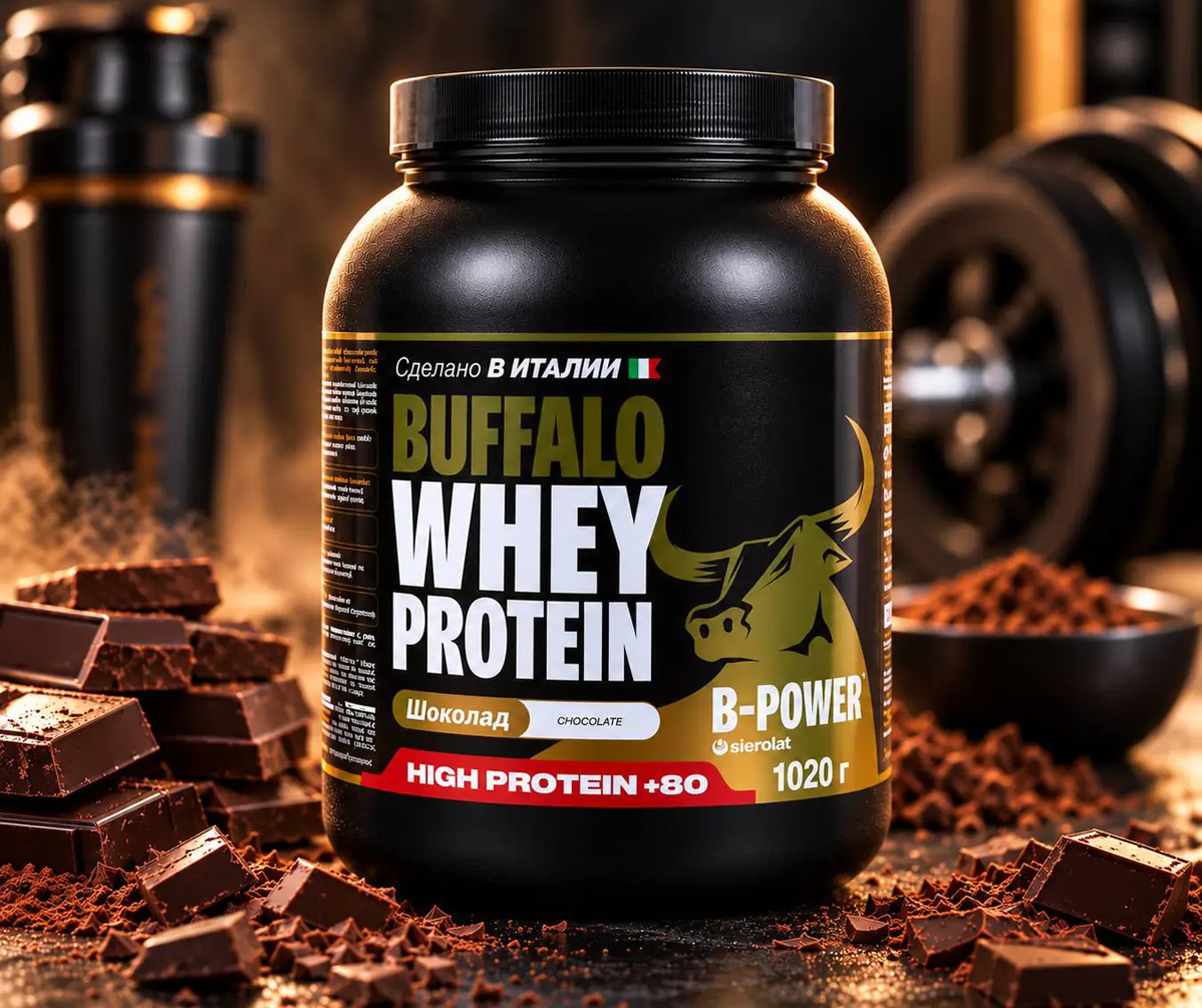 B-POWER Buffalo Protein, Шоколад, 1020г, вид 1