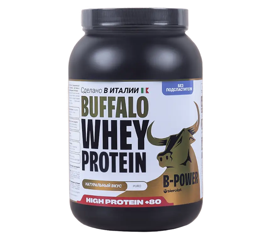 B-POWER Buffalo Protein, Натуральный без подсластителя, 1020г