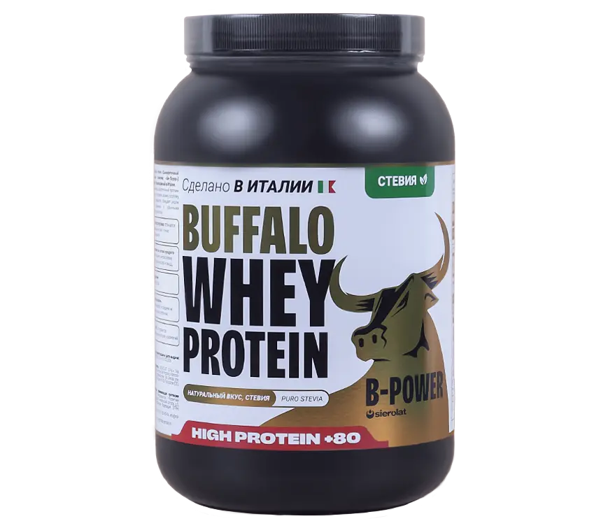 B-POWER Buffalo Protein, Натуральный+Стевия, 1020г