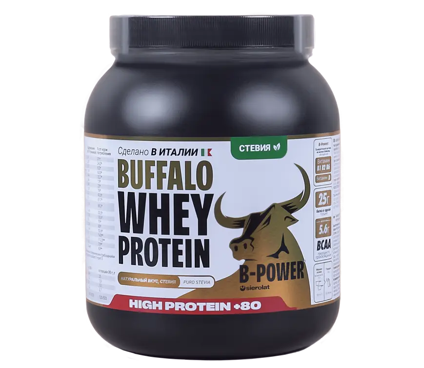 B-POWER Buffalo Protein, Натуральный+Стевия, 750г